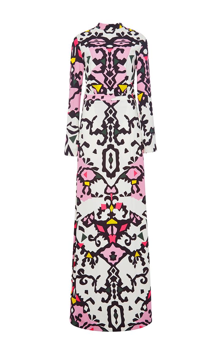 Msgm Long Sleeved Printed Maxi Dress