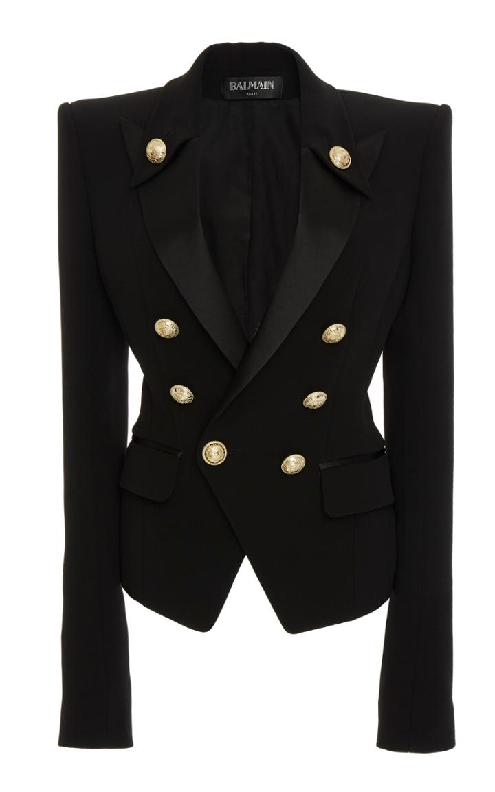 Balmain Satin Lapel Crepe Jacket