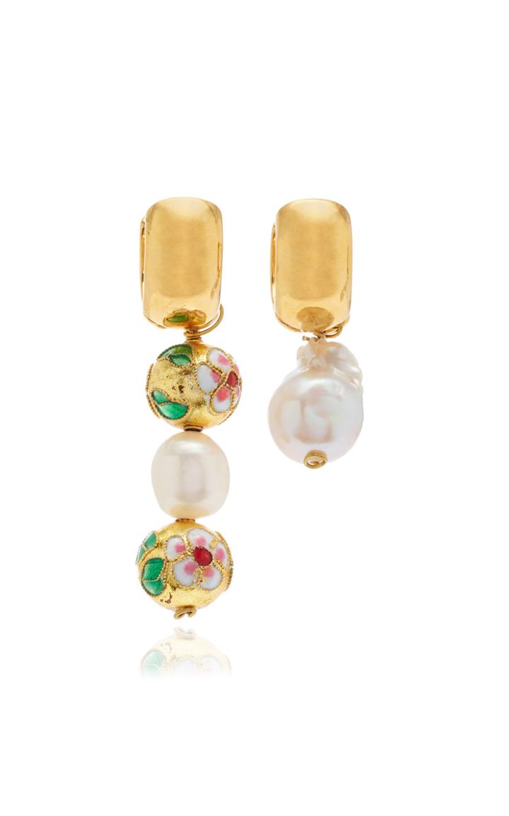 Moda Operandi Timeless Pearly Pearl And Bead Charm Earrings