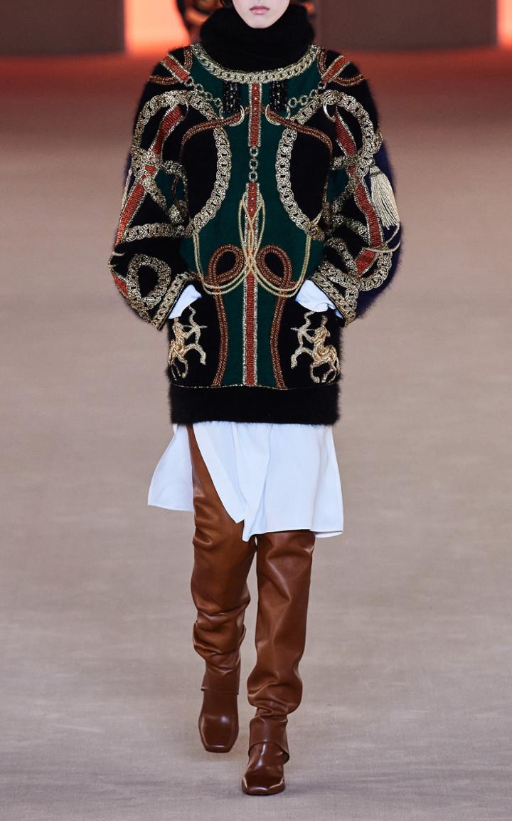Moda Operandi Balmain Embroidered Knit Sweater Dress
