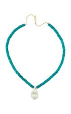 Charms Company Les Bonbons Pearl, Turquoise 14k Yellow Gold Necklace