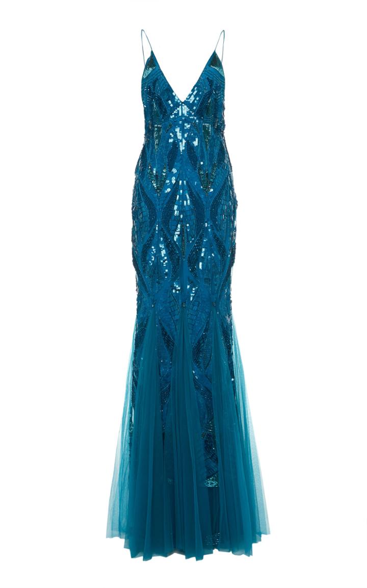 Moda Operandi Alberta Ferretti Cascade Embellished Tulle Gown