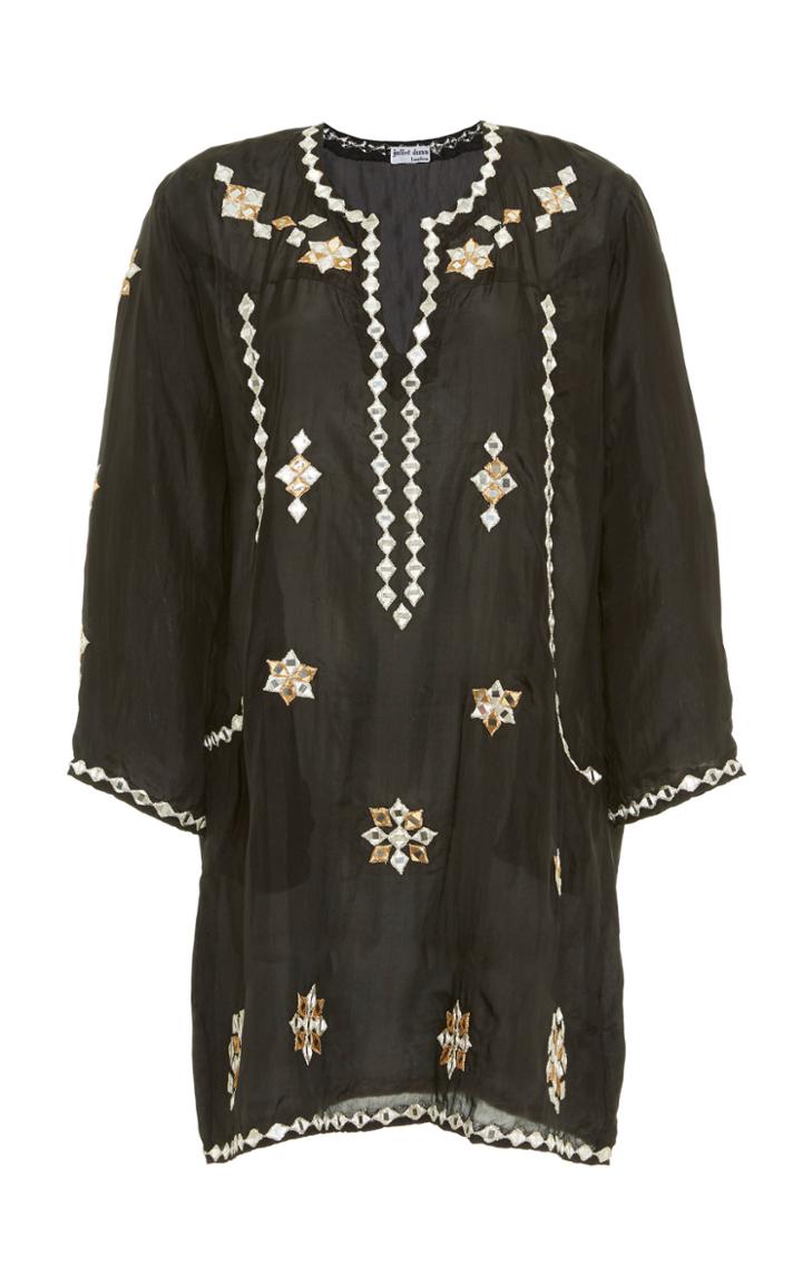 Juliet Dunn Embroidered Silk Mini Dress