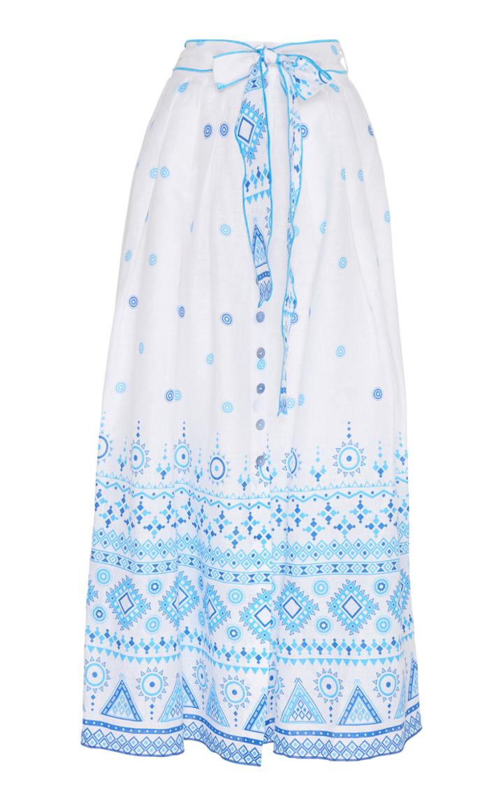 Gl Hrgel Printed Linen Maxi Skirt