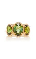 Jamie Wolf 18k Yellow Gold Green Tourmaline 3 Stone Ring With Diamonds