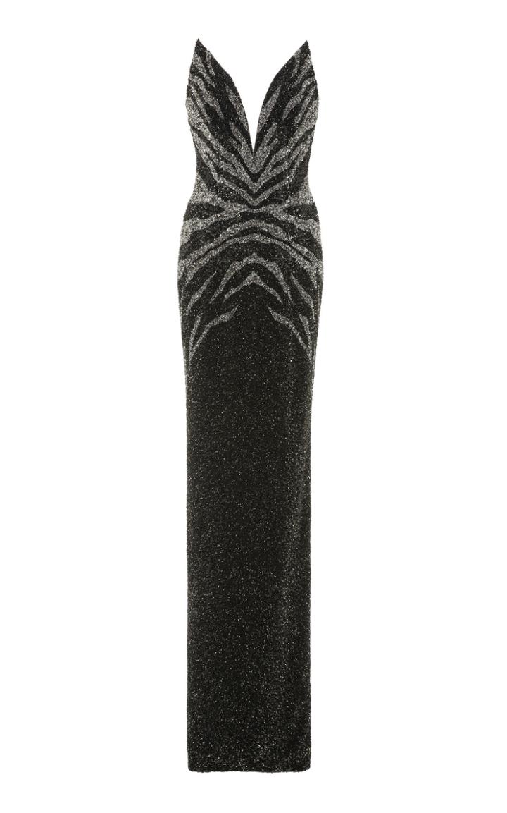 Moda Operandi Pamella Roland Sequined Zebra-print Crepe Dress Size: 0
