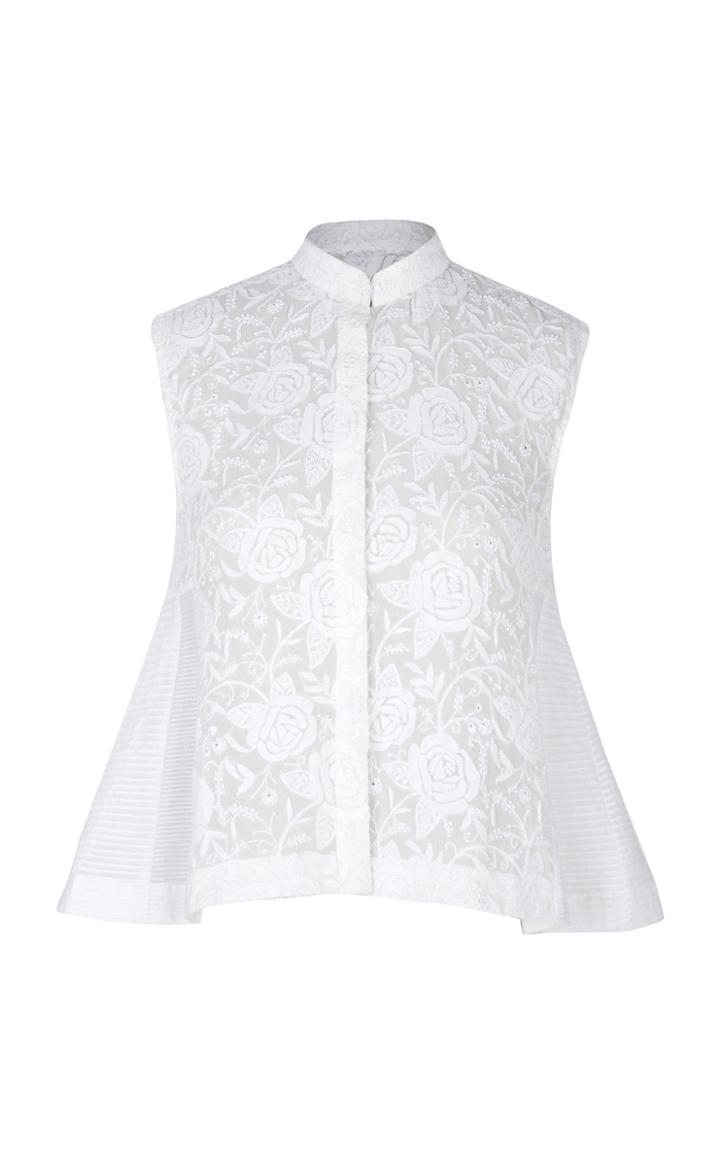 Rahul Mishra Marine Embroidered Silk Blend Sleeveless Shirt