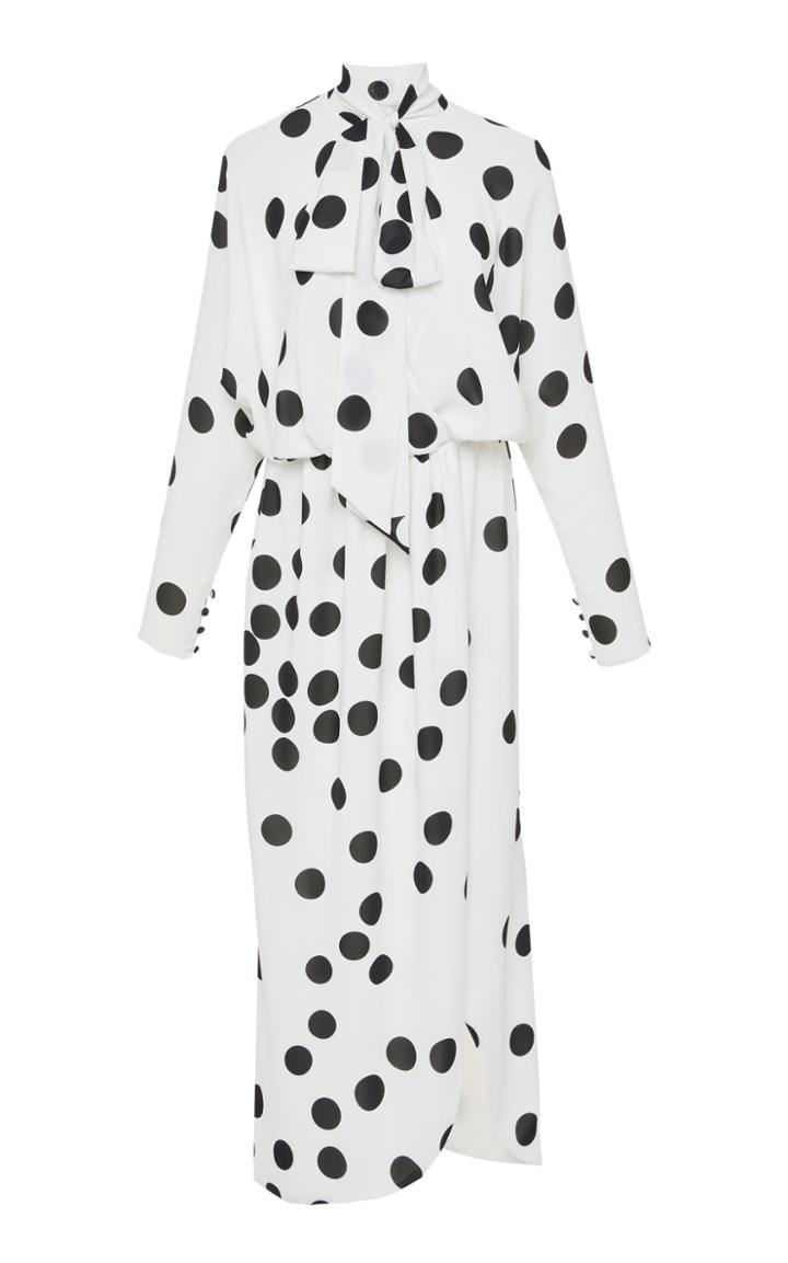 Monique Lhuillier Abstract Dot Printed Faux-wrap Dress