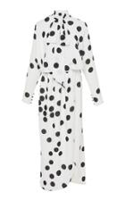 Monique Lhuillier Abstract Dot Printed Faux-wrap Dress