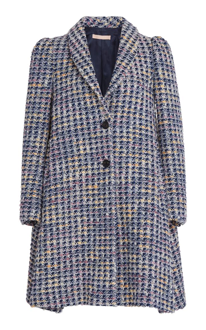 Brock Collection Panarea Puff Shoulder Tweed Coat
