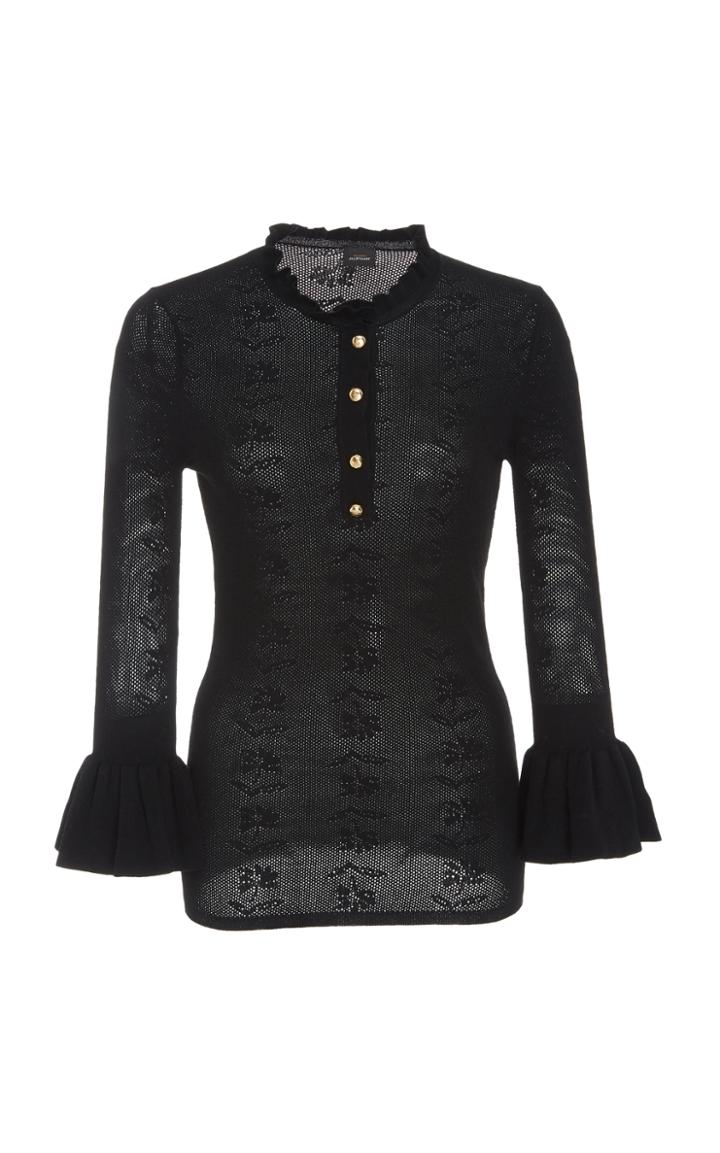 Jill Stuart Nyr Long Sleeve Knit Ruffle Top