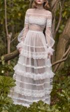 Costarellos Bridal Neo-romantic Tiered Long Dress