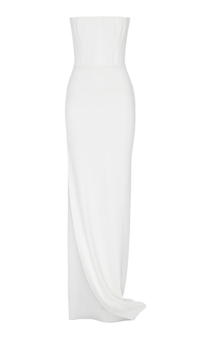 Alex Perry Mai Strapless Satin Crepe Side Split Gown