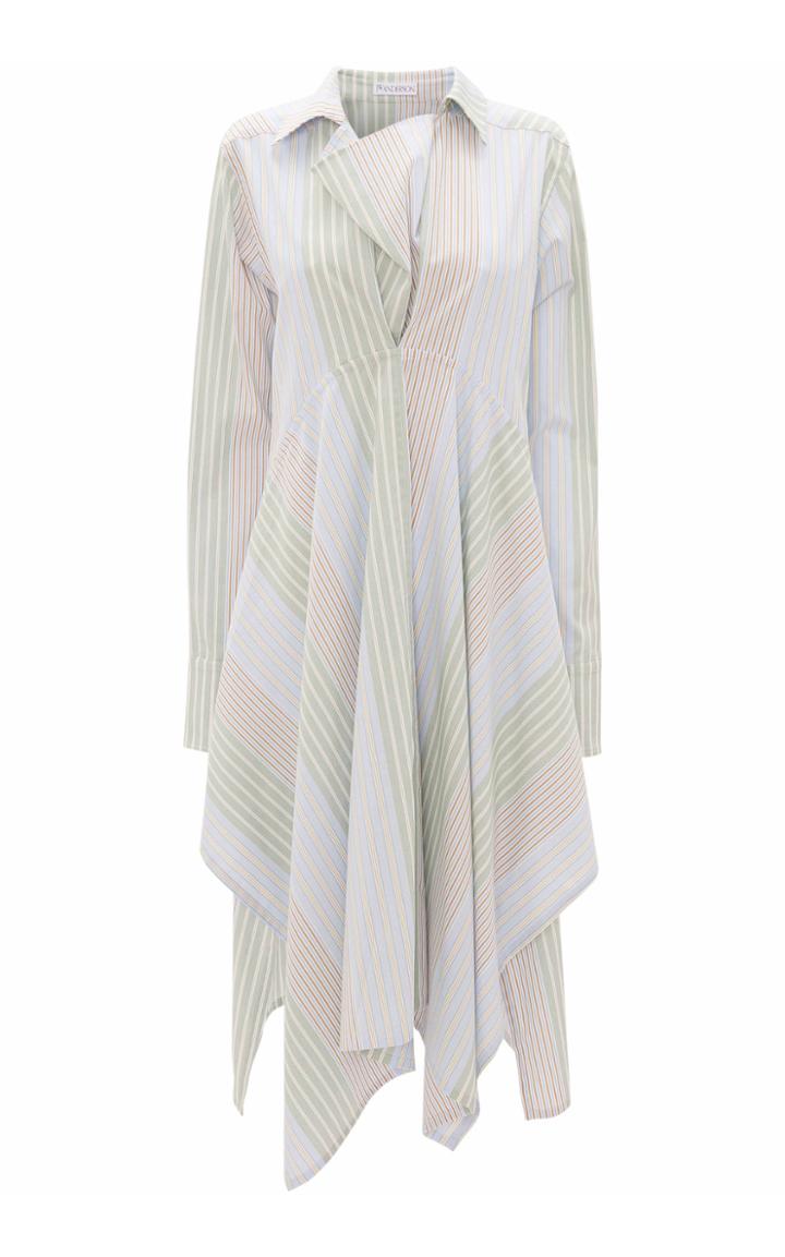 Moda Operandi Jw Anderson Asymmetric Striped Cotton Poplin Shirt Dress