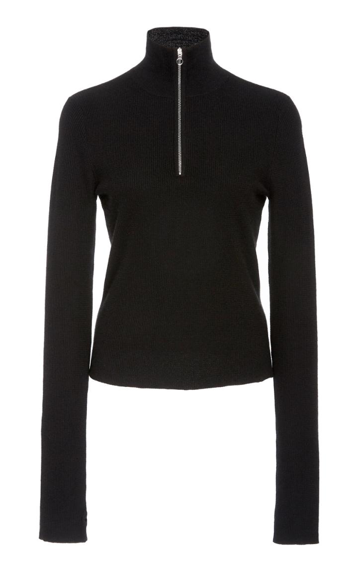 Sally Lapointe Zip-detailed Cashmere-blend Sweater