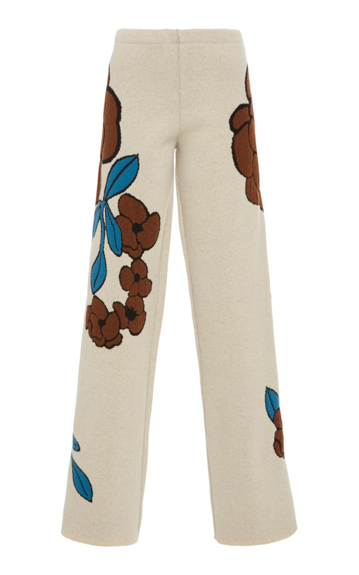 Phisique Du Role Floral Jacquard Knit Trousers