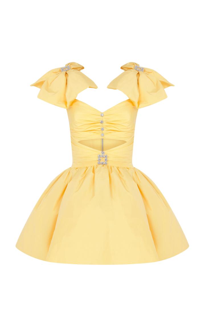 Raisa Vanessa Ribbon Shouldered Yellow Mini Dress