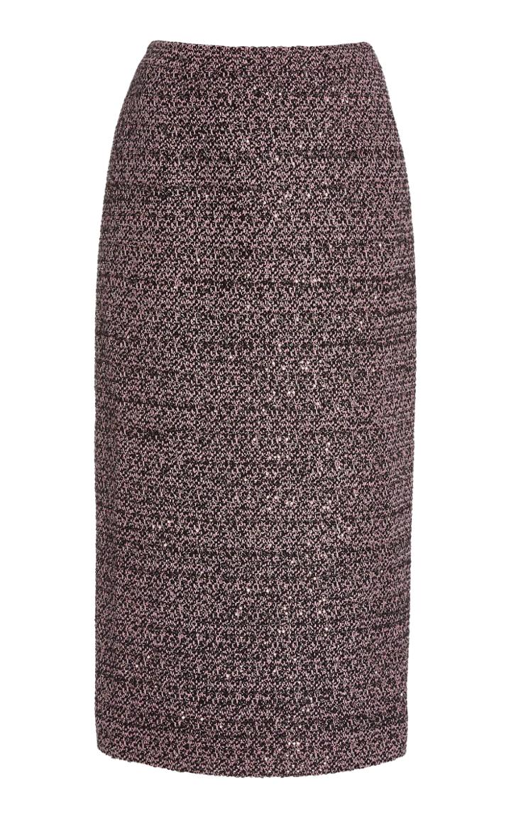 Alessandra Rich Sequined Tweed Midi Pencil Skirt
