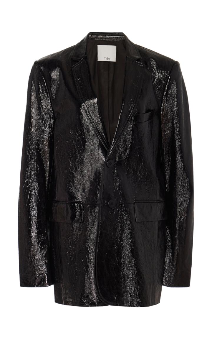 Tibi Single-breasted Leather Blazer