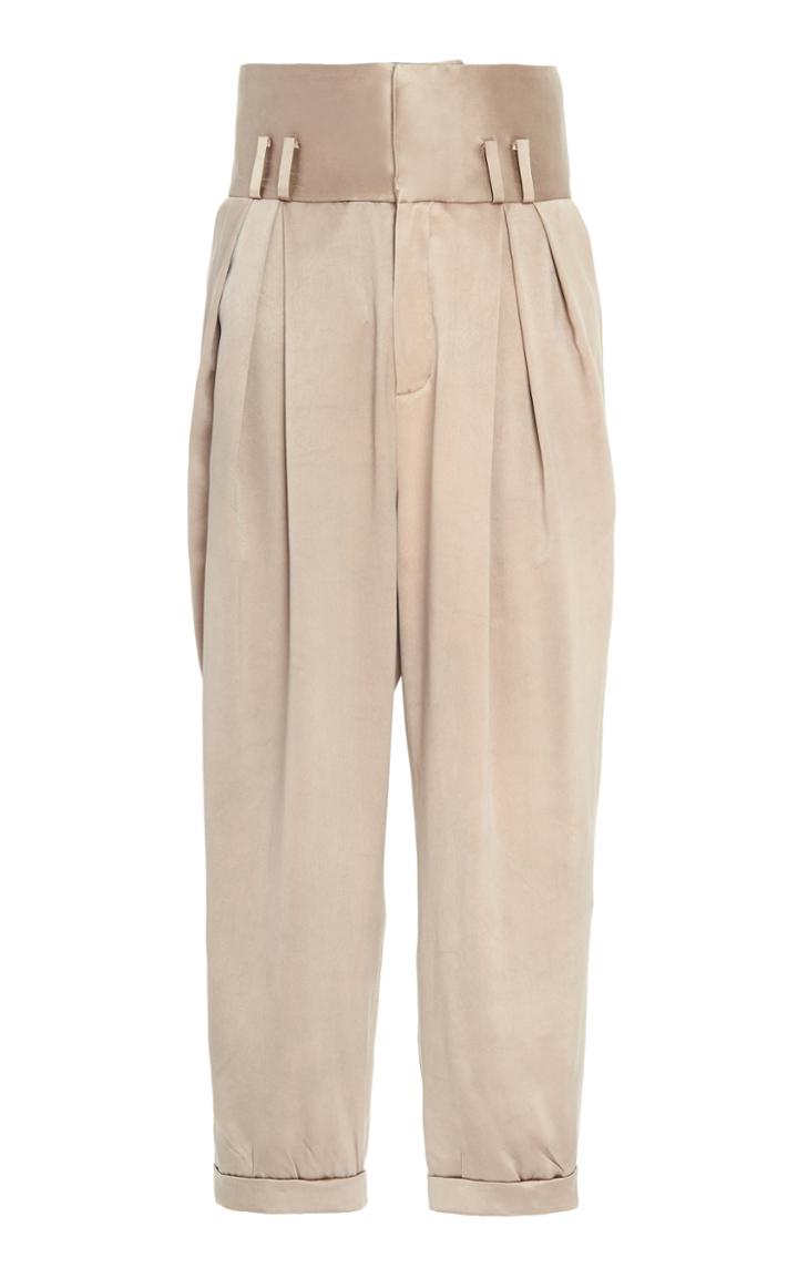 Moda Operandi Balmain Silk Pants With Pleats