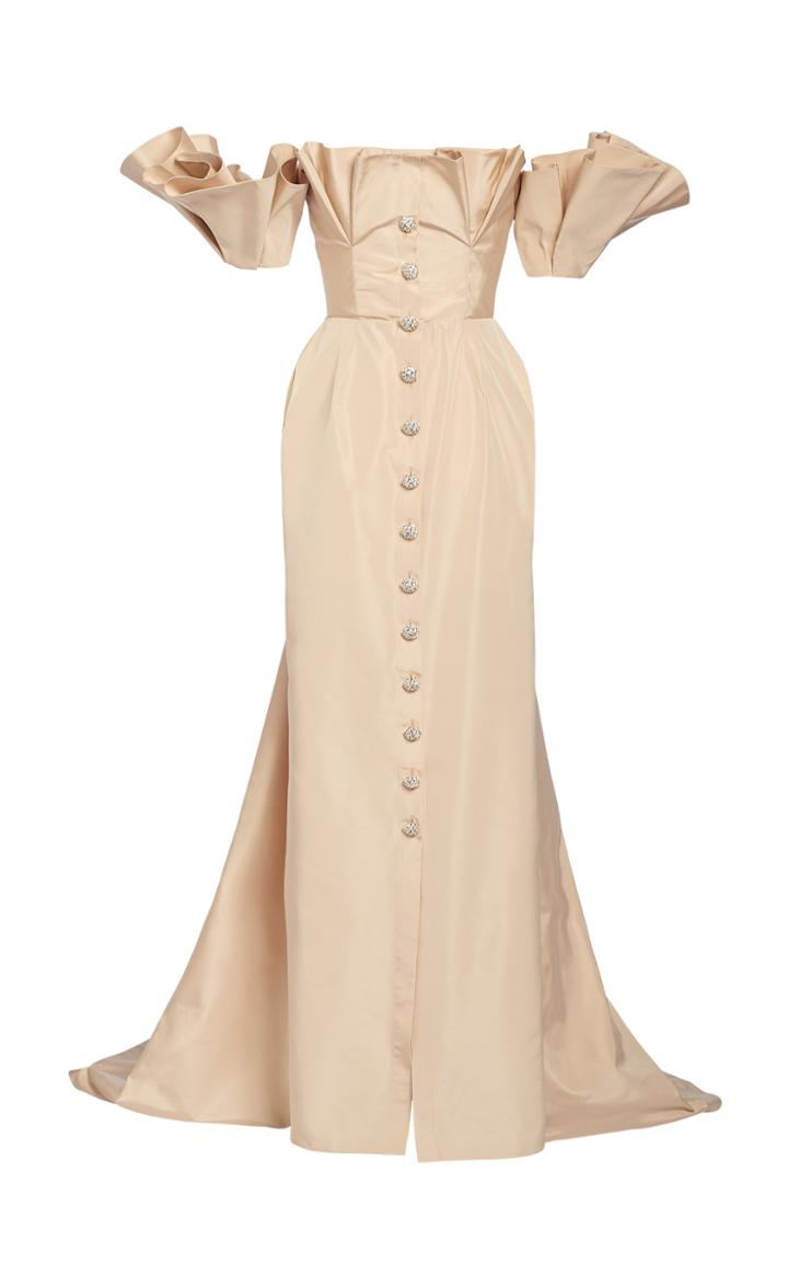 Moda Operandi Khyeli Silk Off-shoulder Trench Gown
