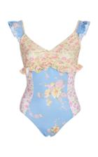 Loveshackfancy Verena Ruffled Floral-print Swimsuit