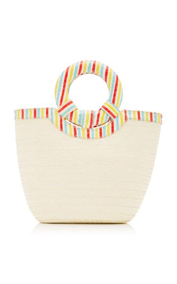 Adriana Castro Striped Watersnake Trimmed Straw Tote