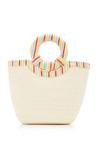 Adriana Castro Striped Watersnake Trimmed Straw Tote