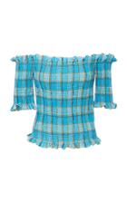 Diane Von Furstenberg Off Shoulder Smocked Blouse