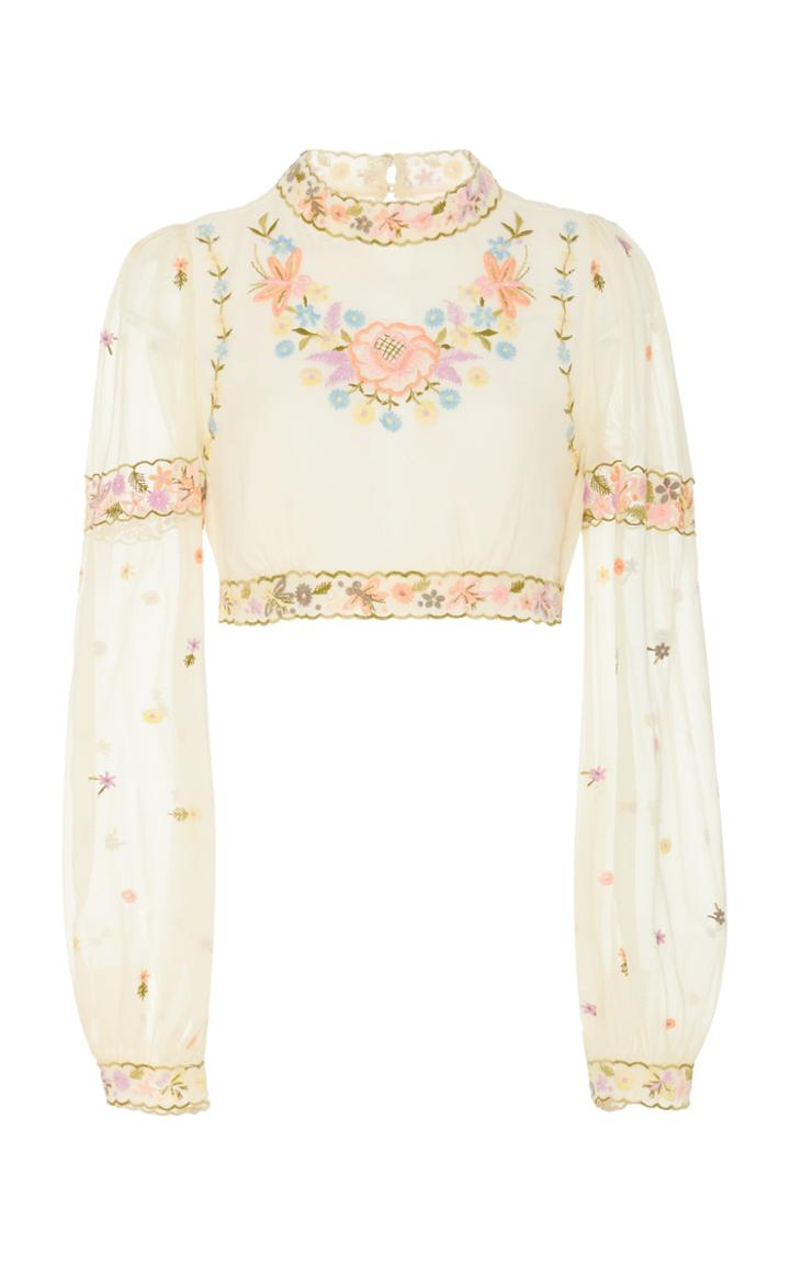 Moda Operandi Loveshackfancy Rosalind Crop Floral Top Size: 00