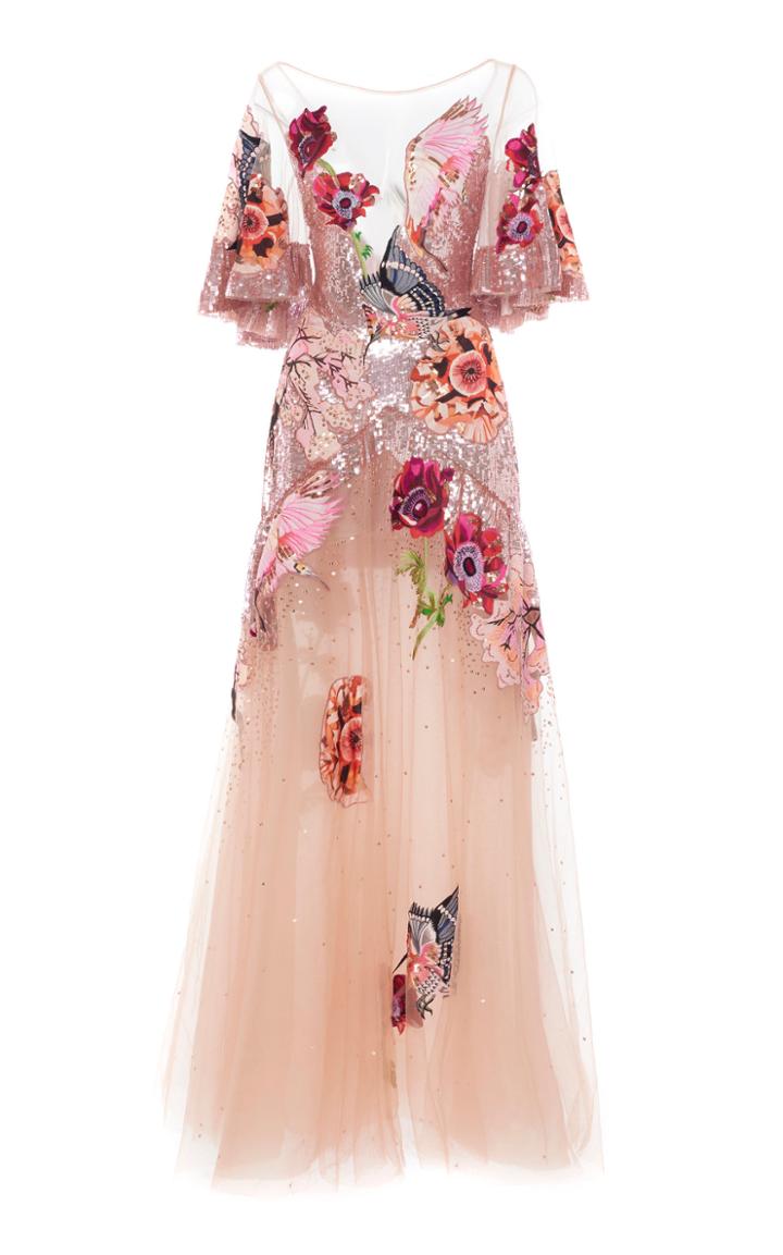 Temperley London Petal Embroidered Tulle Gown