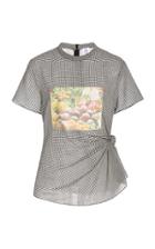 Moda Operandi Rosie Assoulin Produce-print Knotted Checked Cotton T-shirt