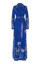 Dundas Floral Hand Painted Suede Maxi Coat