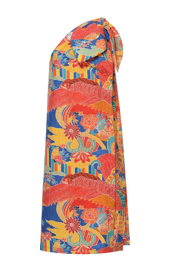 Stella Jean Perduta Knot One Shoulder Dress
