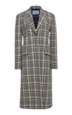 Prada Plaid Wool Single Breasted Overcoat