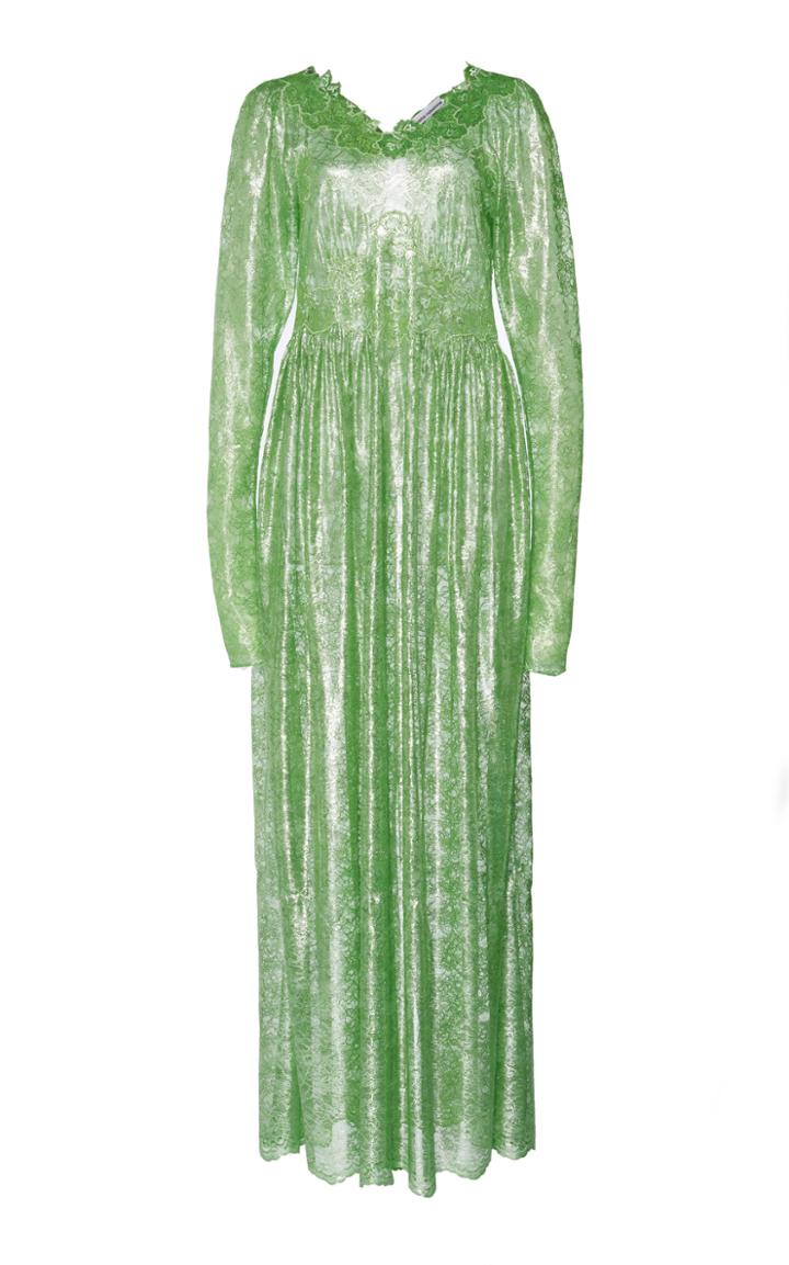 Paco Rabanne Long Sleeve Lame Maxi Dress