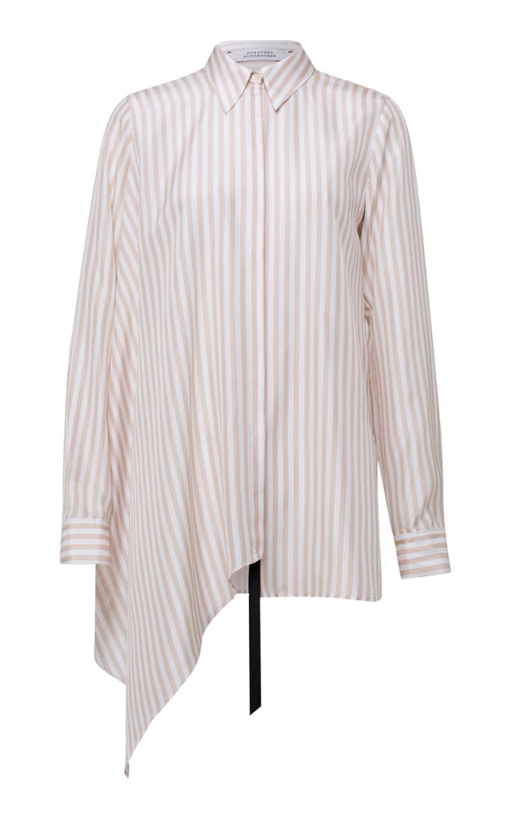 Dorothee Schumacher Sensation Asymmetric Striped Silk-habotai Shirt
