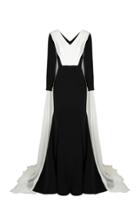 Bazza Alzouman Long Sleeve Dress With White Draped Cape