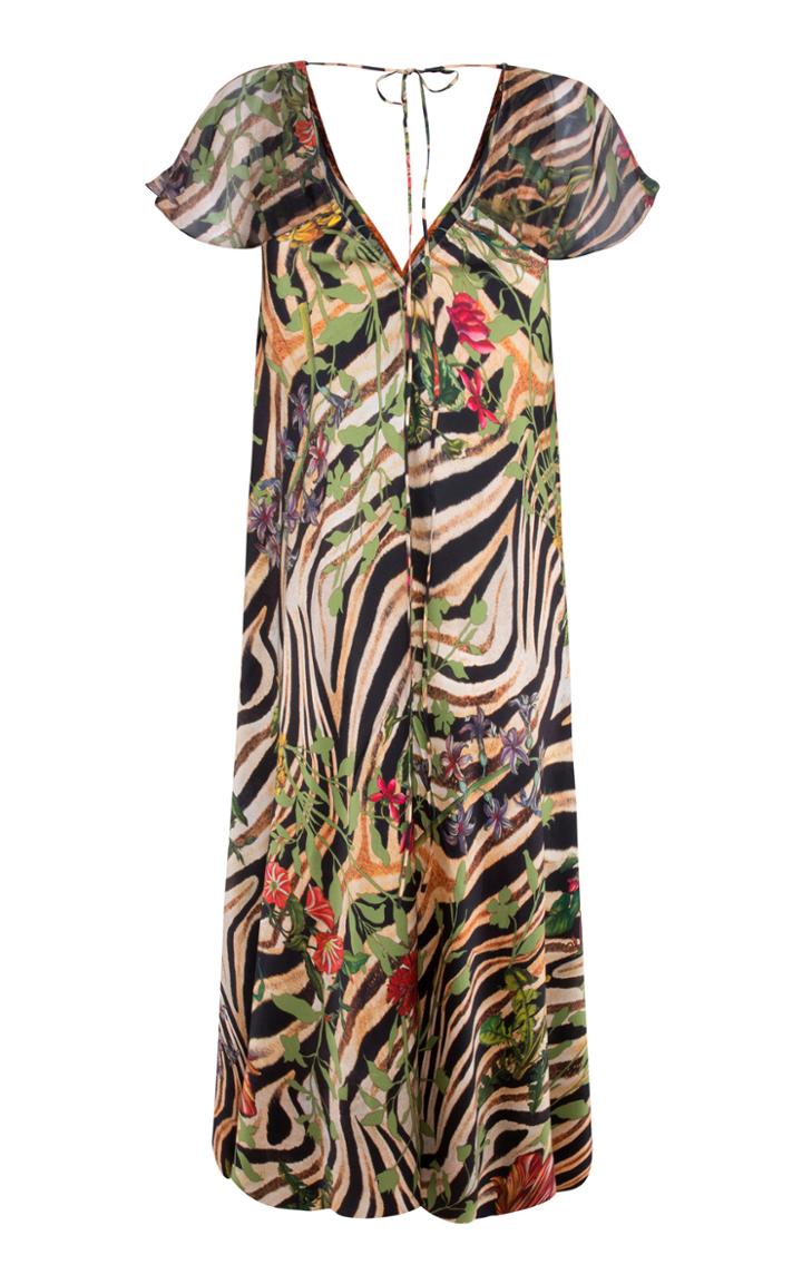 Adriana Iglesias Penelope Floral Zebra Print Dress
