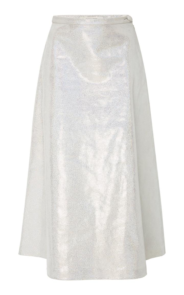 Rodarte Iridescent Leather Midi Skirt