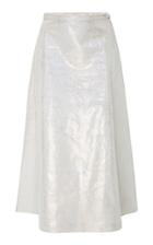 Rodarte Iridescent Leather Midi Skirt