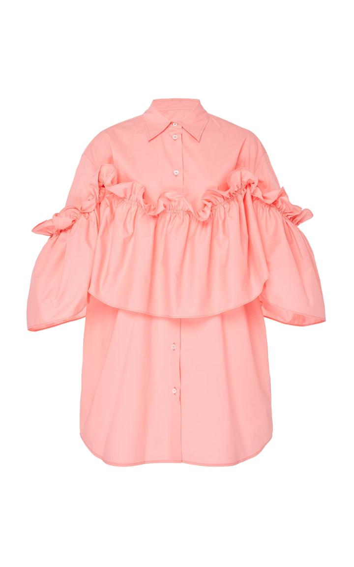Mm6 Convertible Ruffled Poplin Blouse