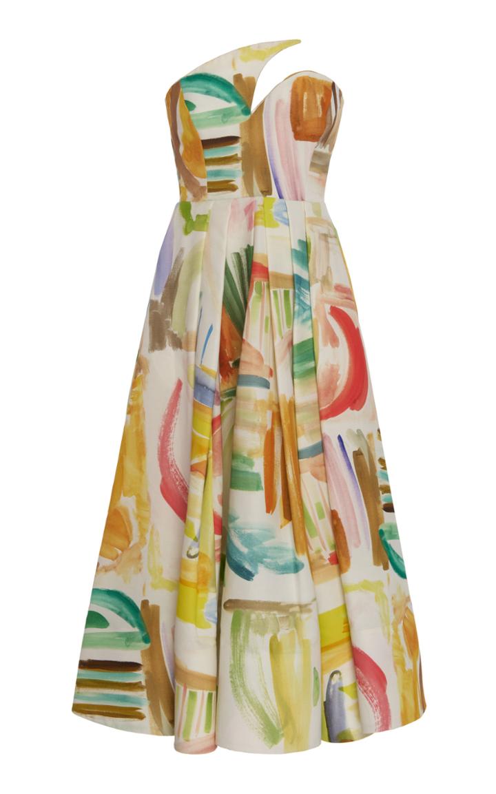 Rosie Assoulin Slasher Strapless Cotton-poplin Midi Dress