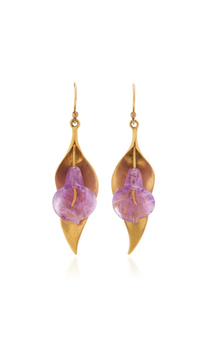 Annette Ferdinandsen Large Cala Lilies Earrings With Amethyst