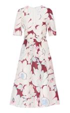 Carolina Herrera V Neck Floral Midi Dress