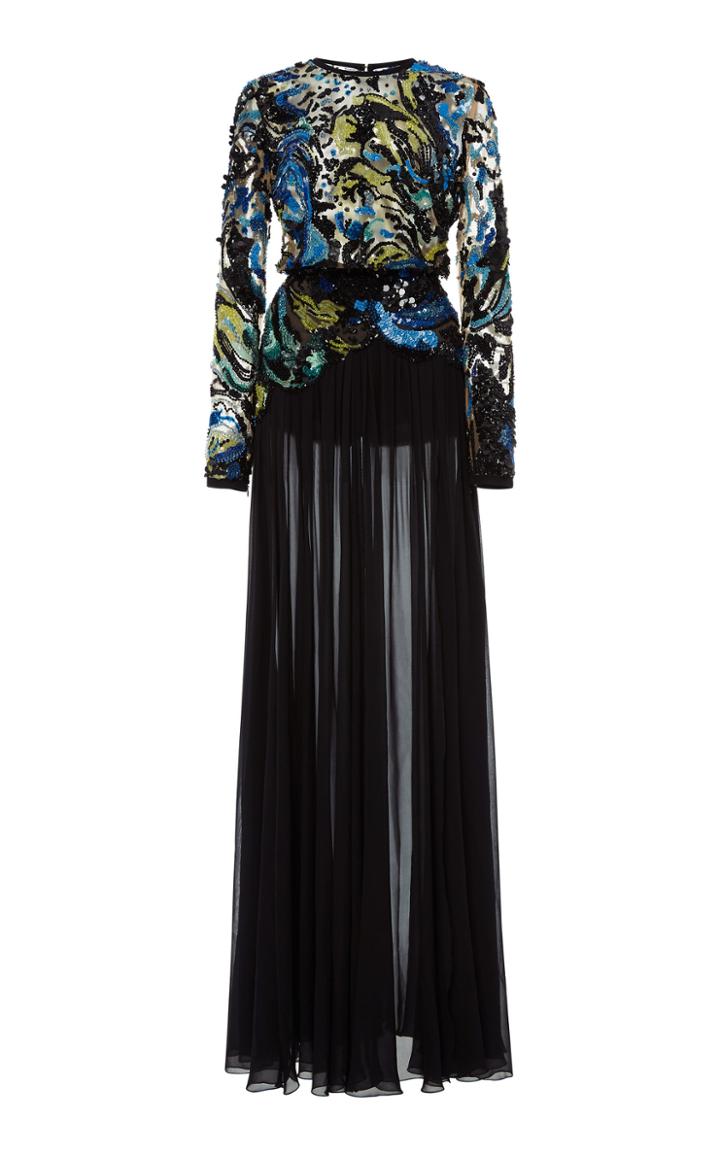Elie Saab Long Sleeve Beaded Gown