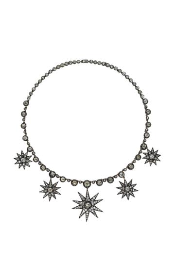 Moda Operandi Stephen Russell 19th Century Silver Gold & Diamond Starburst Necklace