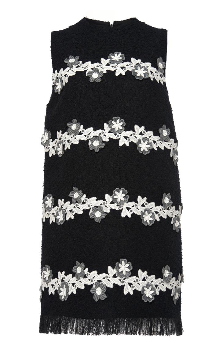 Andrew Gn Contrast Lace Embroidered Mini Dress