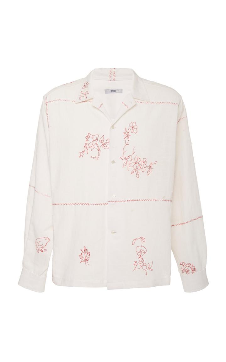 Bode Carnation Embroidered Havana Shirt