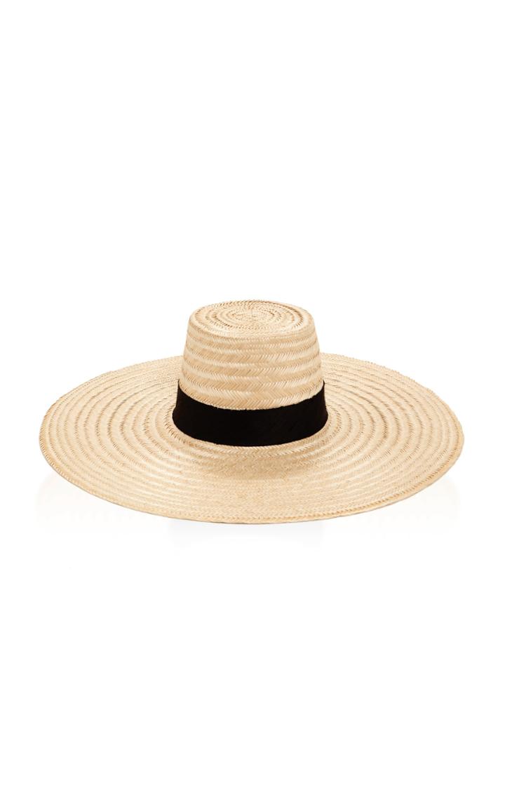 Janessa Leone Romy Silk-trimmed Straw Hat